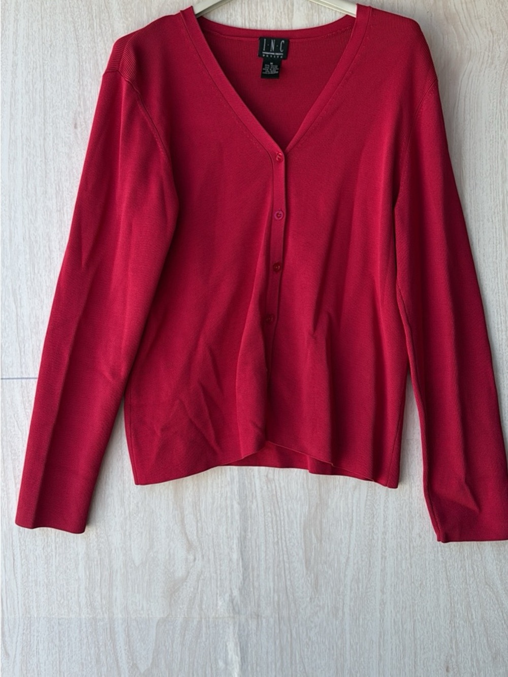 INC International Concepts Crimson V-Neck Button Cardigan Sweater